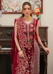 MF1350| MAHNUR UNSTITCHED 3PC HEAVY EMB PREMIUM DHANAK WITH READY TO WEAR EMB DHANAK SHAWL