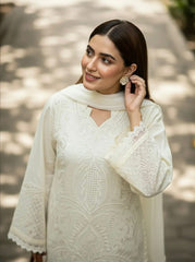 (MF1269)MARIA.B| UNSTITCHED 3PC HEAVY CHIKKANKARI EMB PREMIUM LAWN WITH KHAADI-NET EMB DUPATTA