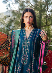 (MF1279) HUSSAIN REHAR| UNSTITCHED 3PC HEAVY EMB PREMIUM LAWN WITH INDIAN CHIFFON PRINTED DUPATTA