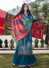 (MF1279) HUSSAIN REHAR| UNSTITCHED 3PC HEAVY EMB PREMIUM LAWN WITH INDIAN CHIFFON PRINTED DUPATTA