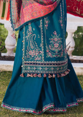 (MF1279) HUSSAIN REHAR| UNSTITCHED 3PC HEAVY EMB PREMIUM LAWN WITH INDIAN CHIFFON PRINTED DUPATTA