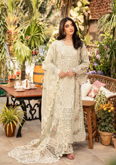 MF1338| ELAF UNSTITCHED 3PC HEAVY EMB PREMIUM DHANAK WITH READY TO WEAR EMB KHAADI NET DUPATTA
