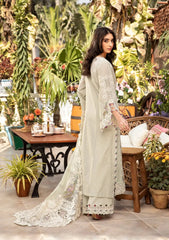 MF1338| ELAF UNSTITCHED 3PC HEAVY EMB PREMIUM DHANAK WITH READY TO WEAR EMB KHAADI NET DUPATTA