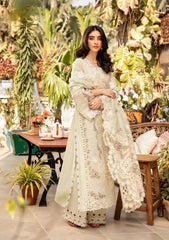 MF1338| ELAF UNSTITCHED 3PC HEAVY EMB PREMIUM DHANAK WITH READY TO WEAR EMB KHAADI NET DUPATTA