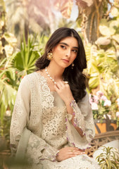 MF1338| ELAF UNSTITCHED 3PC HEAVY EMB PREMIUM DHANAK WITH READY TO WEAR EMB KHAADI NET DUPATTA