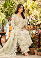MF1338| ELAF UNSTITCHED 3PC HEAVY EMB PREMIUM DHANAK WITH READY TO WEAR EMB KHAADI NET DUPATTA