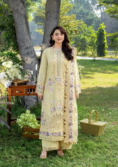 MF1349| ELAF UNSTITCHED 3PC HEAVY EMB PREMIUM VISCOS WITH READY TO WEAR EMB & PRINTED SILK SHAWL