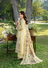 MF1349| ELAF UNSTITCHED 3PC HEAVY EMB PREMIUM VISCOS WITH READY TO WEAR EMB & PRINTED SILK SHAWL