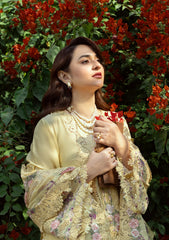 MF1349| ELAF UNSTITCHED 3PC HEAVY EMB PREMIUM VISCOS WITH READY TO WEAR EMB & PRINTED SILK SHAWL