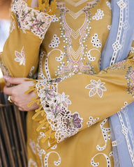 Qalamkar — 3pc on emb Lawn with Diamond voil Emb Dopatta image 2