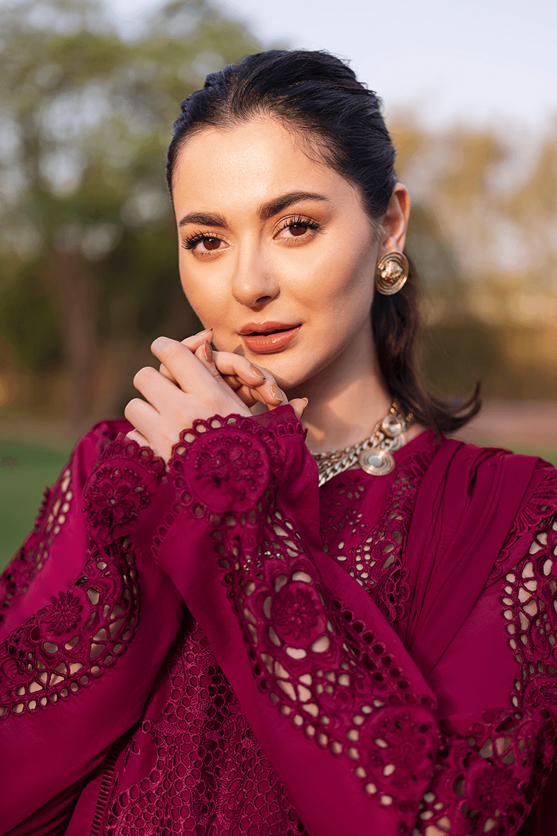 Zarashahjahan — 3pc on emb Lawn with Diamond voil emb Dopatta image 3