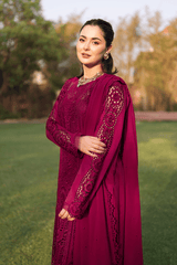 Zarashahjahan — 3pc on emb Lawn with Diamond voil emb Dopatta image 5