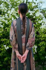 Baroque — 3pc on Digital Lawn with 4 side printed Lawn Dopatta image 4