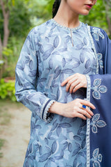 Baroque — 3pc on Digital Lawn with 4 side printed Lawn Dopatta image 1