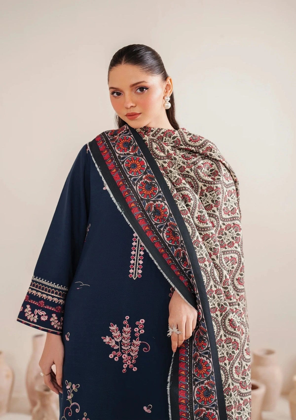 Garnet — 3pc on emb Lawn with Diamond Dopatta image 2