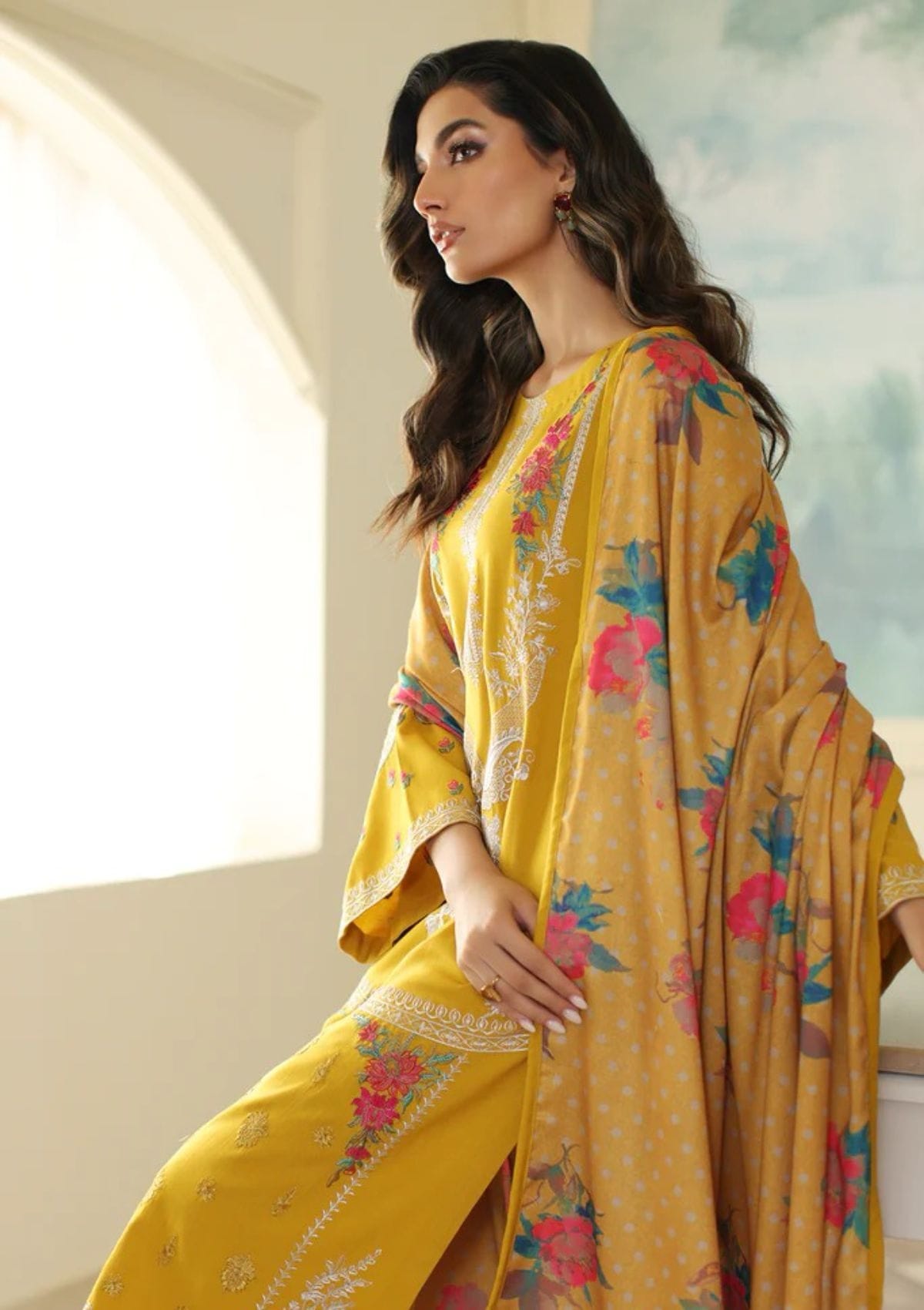 Chrizma — 3pc on emb Lawn with Diamond Dopatta image 1