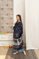 A sling — 3pc on emb Lawn with voil diamond Dopatta image 2