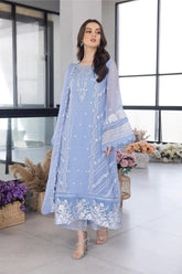 AZURE — 3pc on emb Lawn with organza emb Dopatta image 0