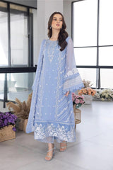 AZURE — 3pc on emb Lawn with organza emb Dopatta image 0