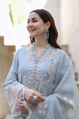 Zarashahjahn — 3pc on emb Lawn with Organza Emb Dopatta image 2