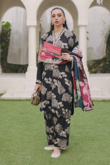 Jazmin — 3pc on digital Lawn with Voil 4 side printed Diamond Silk Dopatta image 4