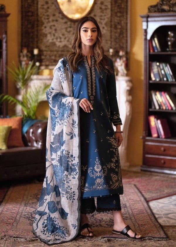 MARIA.B — 3pc on emb Lawn with Diamond printed Dopatta image 0