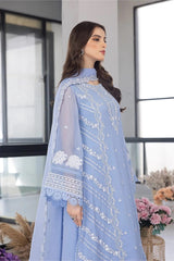 AZURE — 3pc on emb Lawn with organza emb Dopatta image 2
