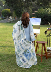 (MF005) ELAF| UNSTITCHED 3PC HEAVY EMB PREMIUM LAWN WITH READY TO WEAR CHIFFON PRINTED AND EMB DUPATTA ￼