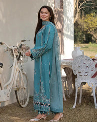 (MF1220) ALLYS| UNSTITCHED 3PC HEAVY EMB LAWN WITH READY TO WEAR CHIFFON EMB DUPATTA
