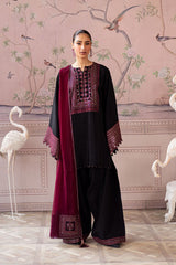 VANYA ON UNSTITCHED 3PC DHANAK EMB WITH DHANAK EMB SHAWL