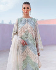 (MF1299) MARIA.B| UNSTITCHED 3PC CHIKKANKARI HEAVY EMB PREMIUM LAWN WITH READY TO WEAR SILK AND EMB DUPATTA
