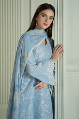 (MF1289) CROSS STITCH| UNSTITCHED 3PC HEAVY EMB PREMIUM LAWN WITH INDIAN PRINTED CHIFFON DUPATTA