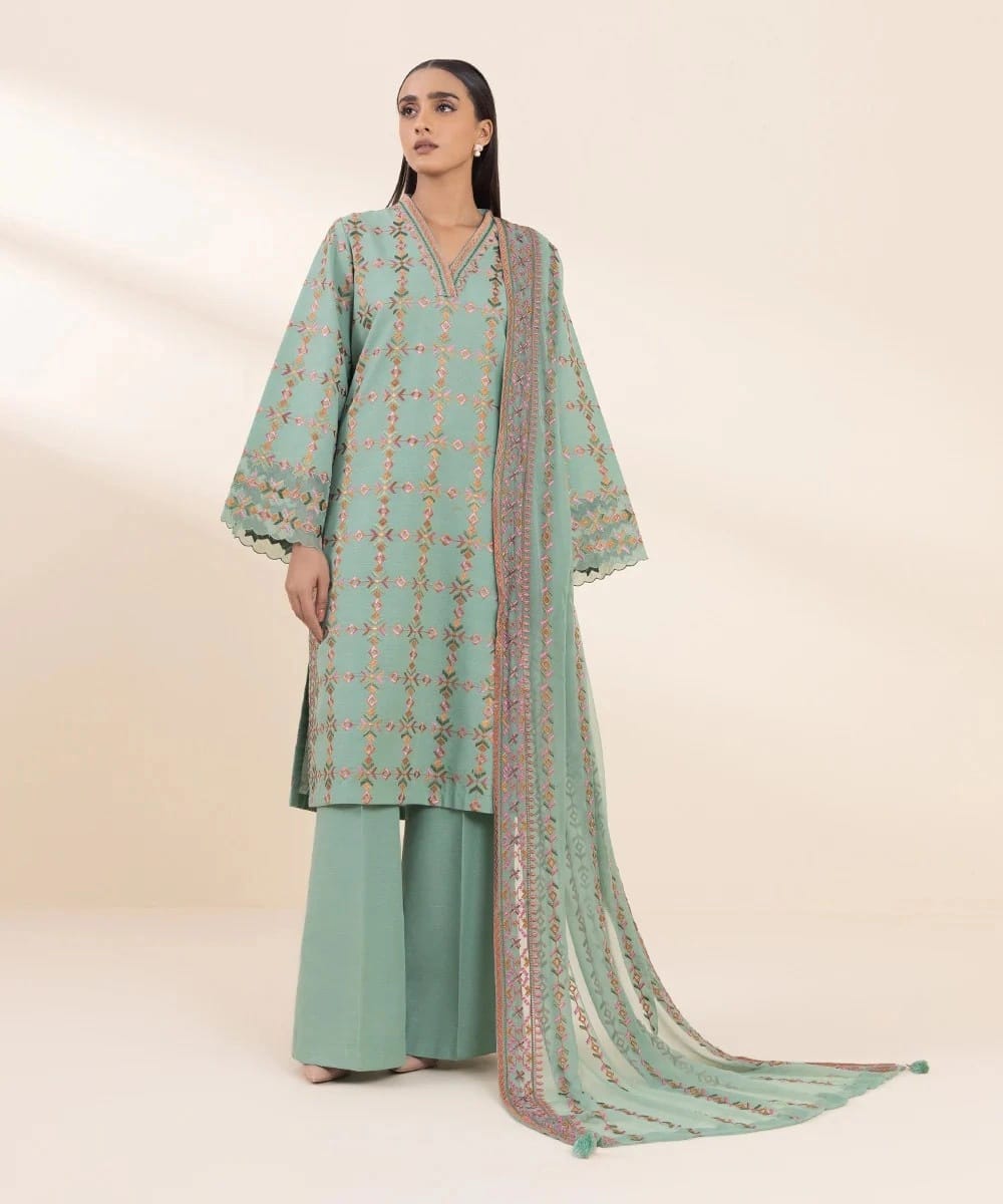 Sapphire — 3pc on emb Lawn with Chiffon  Emb Dopatta image 0