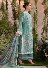(MF1217) SOBIA NAZIR | UNSTITCHED 3PC HEAVY EMB LAWN WITH READY TO WEAR KHAADI NET PRINTED DUPATTA