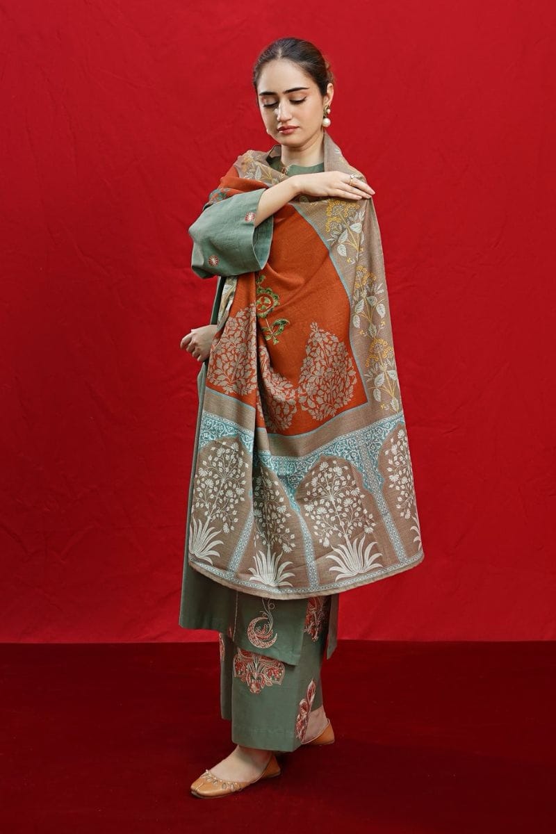 Urge — 3pc on emb lawn with slab munar printed dubbta image 1