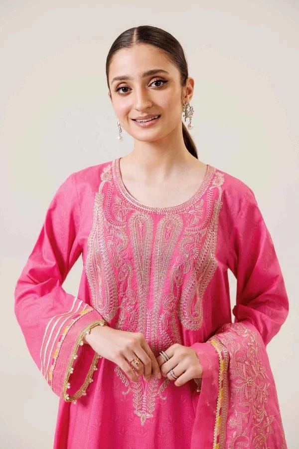 Nishat — 3pc on emb Lawn with Chiffon Emb Dopatta image 3