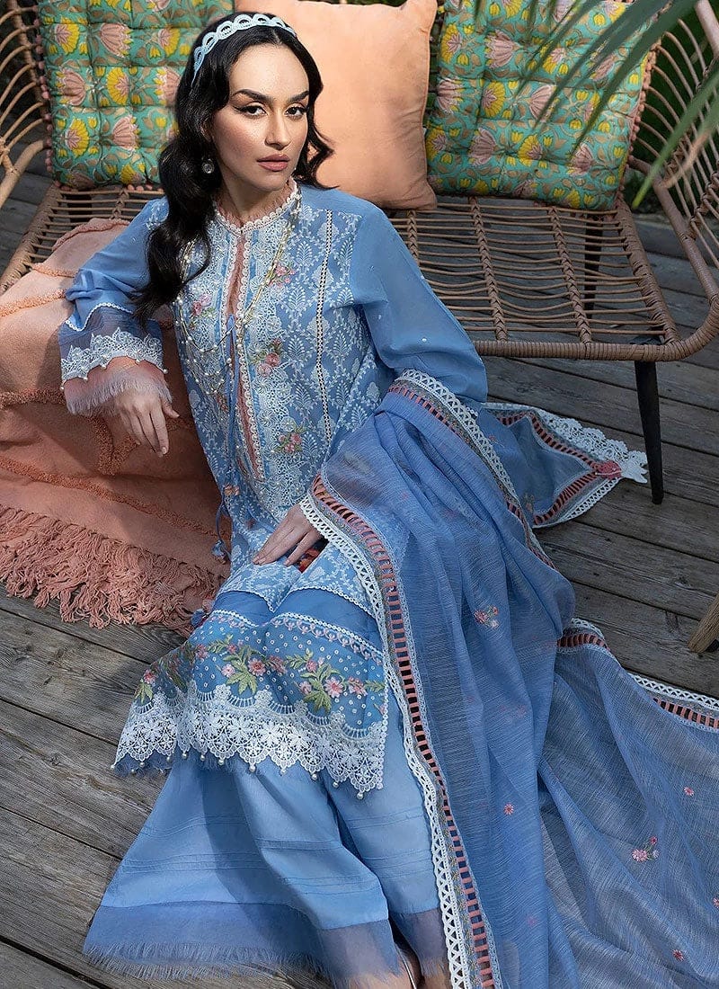 Chrimson — 3pc on emb Lawn with Organa   Emb Dopatta image 1