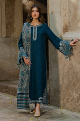 IZEL ON UNSTITCHED 3PC DHANAK EMB WITH PRINTED WOOL SHAWL