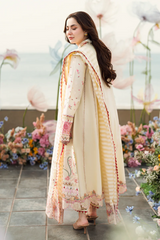 (MF1222) QALAMKAR| UNSTITCHED 3PC HEAVY EMB LAWN WITH READY TO WEAR 4 SIDE KHADDI-NET DUPATTA