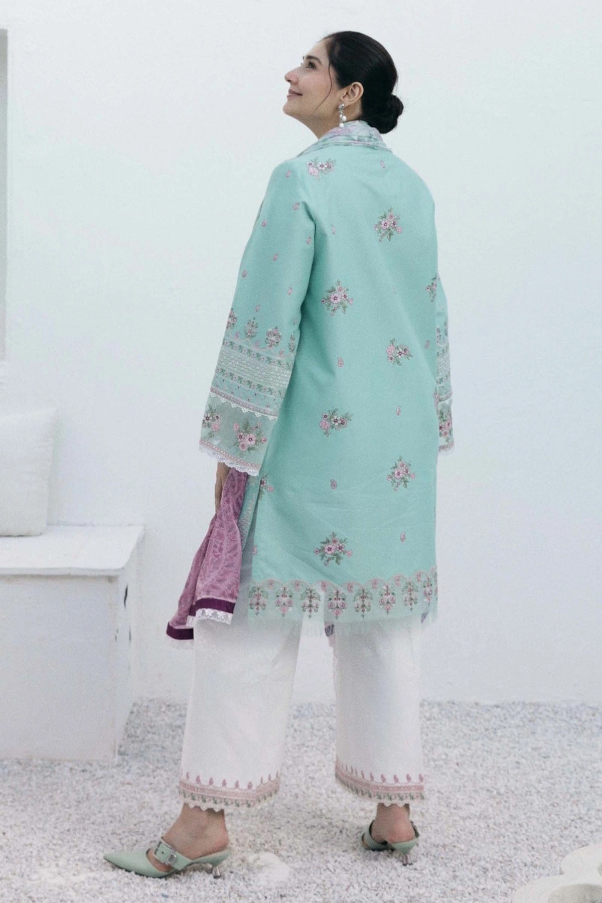 Zarashahjahan — 3pc on emb Lawn with Diamond Dopatta image 3