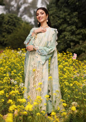 (MF009) KAHF| UNSTITCHED 3PC HEAVY EMB PREMIUM LAWN WITH READY TO WEAR KHAADI-NET EMB DUPATTA ￼