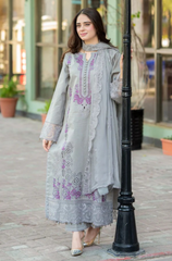 (MF12011)Mushq| UNSTITCHED 3PC HEAVY EMB PREMIUM LAWN WITH CHIFFON EMB DUPATTA