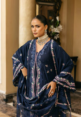 (MF1262) ELAF| UNSTITCHED 3PC HEAVY EMB PREMIUM LAWN WITH READY TO WEAR KHAADI-NET EMB DUPATTA