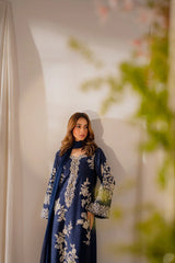 (MF1209) VINTAGE| UNSTITCHED 3PC HEAVY EMB PREMIUM LAWN WITH BAMBER CHIFFON DUPATTA