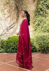 (MF1263) ELAF| UNSTITCHED 3PC HEAVY EMB PREMIUM LAWN WITH READY TO WEAR KHAADI-NET EMB DUPATTA