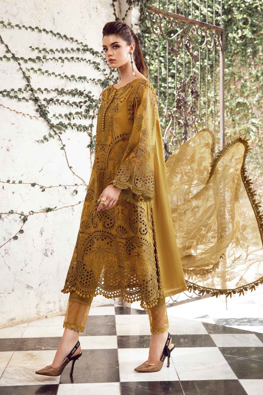MAARIA.B — 3pc Available on Fine Quality Lawn with Chiffon  Emb Dopatta image 1