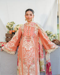 (MF001) ELAF| UNSTITCHED 3PC HEAVY EMB PREMIUM LAWN WITH DIAMOND PRINTED DUPATTA