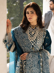 (MF1231) MAHNUR| UNSTITCHED 3PC HEAVY EMB LAWN WITH READY TO WEAR KHAADI-NET EMB DUPATTA
