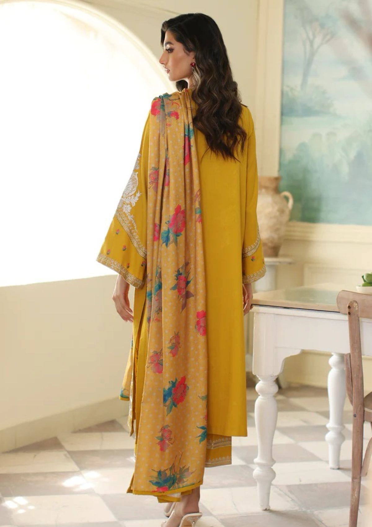 Chrizma — 3pc on emb Lawn with Diamond Dopatta image 4