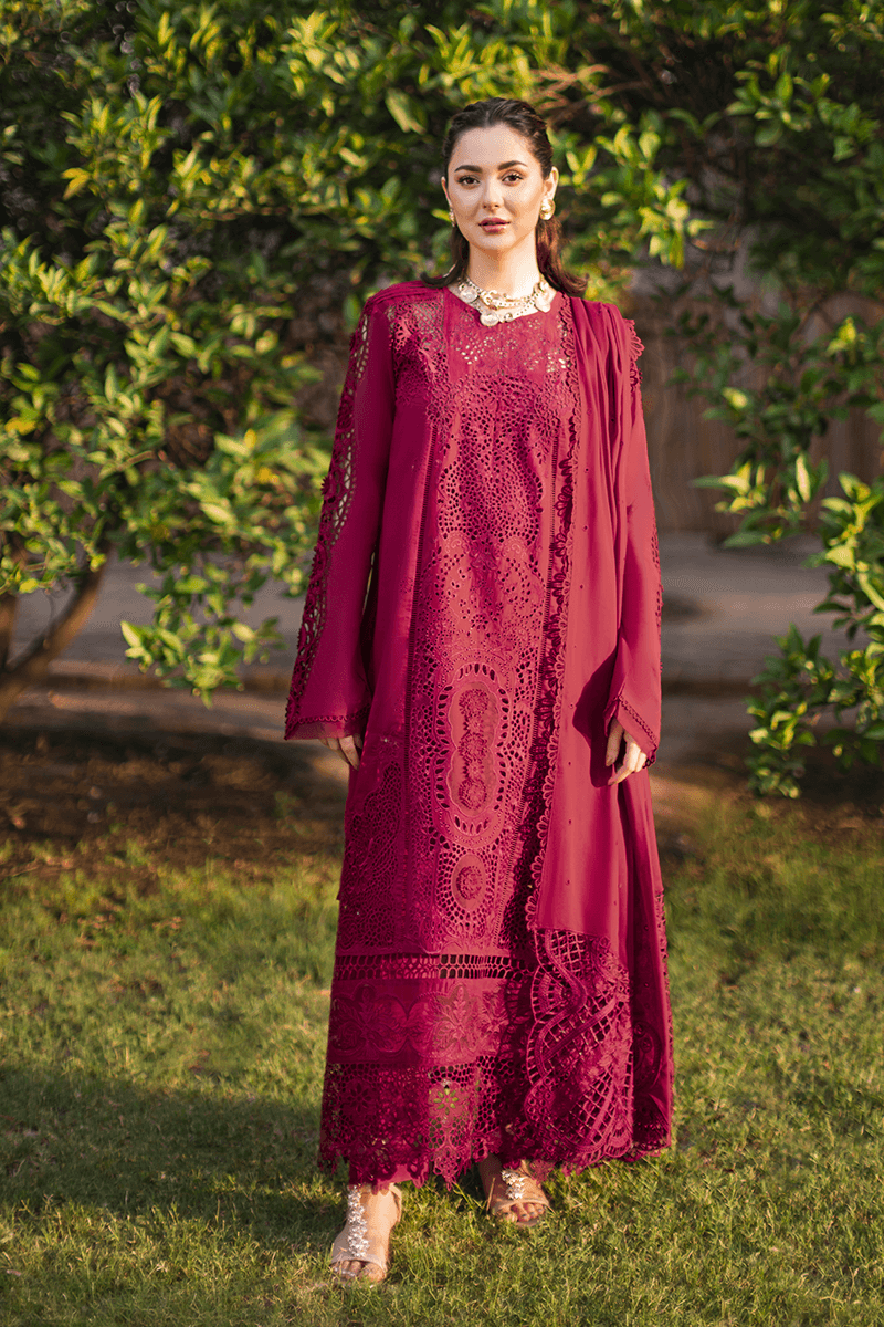 Zarashahjahan — 3pc on emb Lawn with Diamond voil emb Dopatta image 1